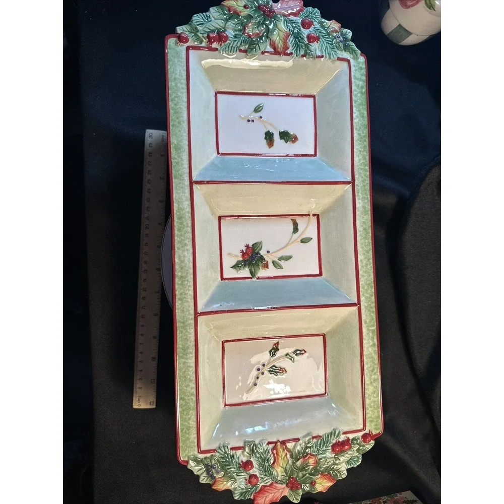fitz and floyd winter holiday platter